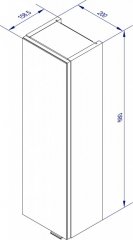 LUXOR zgornja omara z ogledalom, leva 200 x 680 x 159 mm