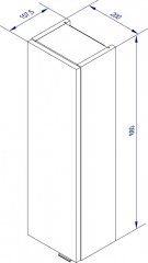 LUXOR zgornja omara, leva 200 x 680 x 158 mm, srebrno siva