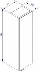 LUXOR zgornja omara z ogledalom, desna 200 x 680 x 159 mm