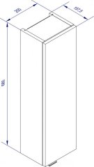 LUXOR zgornja omara, desna 200 x 680 x 158 mm, srebrno siva