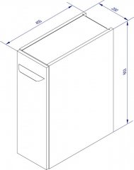 LUXOR spodnja omara, leva 200 x 603 x 450 mm, srebrno siva