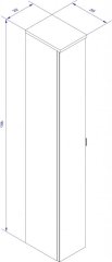 LUXOR visoka omara z ogledalom, desna 202 x 1396 x 265 mm
