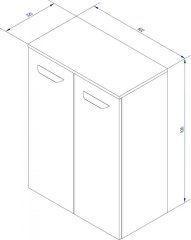LUXOR dvojna midi omara 602 x 826 x 320 mm, srebrno siva