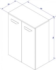 LUXOR dvojna midi omara 602 x 826 x 320 mm, srebrno siva/bela