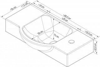 FM Keramični umivalnik bel desno
