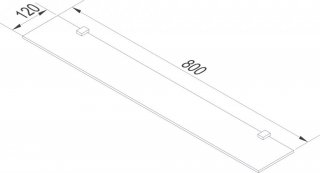 FM Steklena polica 800x125mm, 2 nosilca