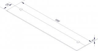 FM Steklena polica 1000x125mm, 2 nosilca