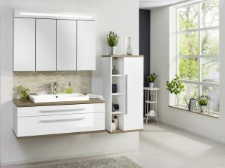 STANFORD omara pod umivalnikom z izrezom 1100 x 404 x 500 mm bela/Nature Oak