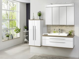 STANFORD omara pod umivalnikom z izrezom 1100 x 404 x 500 mm bela/Nature Oak