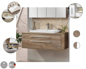 STANFORD omara pod umivalnikom z izrezom 1100 x 404 x 500 mm bela/Nature Oak