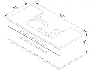 STANFORD omara pod umivalnikom z izrezom 1100 x 404 x 500 mm bela/Nature Oak