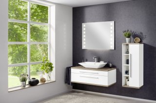 STANFORD midi omara leva 418 x 1060 x 320 mm bela/ Nature Oak