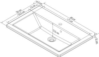 DOMINO umivalnik iz litega marmorja 800 x 170 x 500 mm bela