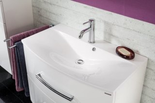 FM LUGANO umivalnik iz litega marmorja bel