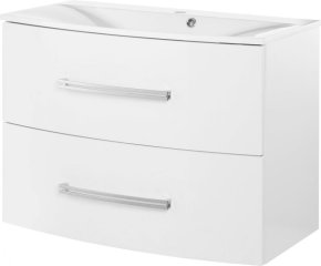 FM LUGANO umivalnik iz litega marmorja bel