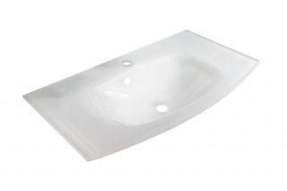FM LUGANO umivalnik iz stekla 80,5 x 13 x 4 cm, bela