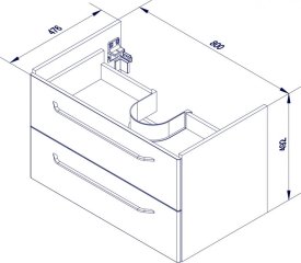 FM Milano omarica pod umivalnikom 80x49.5x48cm, Bela