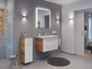 FM Milano omarica pod umivalnikom 80x49.5x48cm, Ast-Eiche/Bela