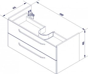 FM Milano Omara pod umivalnikom 100x49.5x48cm, Ast-Eiche/Bela