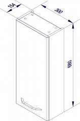 FM Milano Zgornja viseča omara 30x68x15.5cm, Ast-Eiche