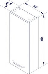 FM Milano Zgornja viseča omara 30x68x15.5cm, Bela