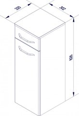 FM Milano midi omara 30.5x83x32cm, Ast-Eiche/Bela