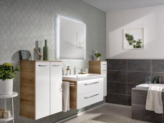 FM Milano Dvojna Midi omarica 60.5x83x32cm, Ast-Eiche/Bela