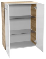 FM Milano Dvojna Midi omarica 60.5x83x32cm, Ast-Eiche/Bela