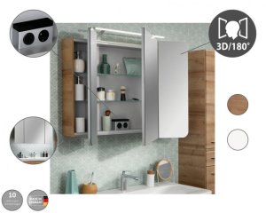FM LED MILANO Ogledalo z omarico 90x78x16cm, Ast-Eiche