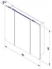 FM LED MILANO Ogledalo z omarico 90x78x16cm, Ast-Eiche