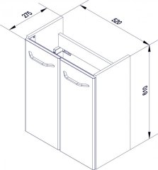FM MILANO midi omarica 52.5x61x27.5cm, Ast-Eiche/Bela