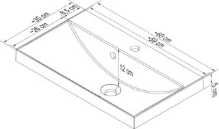 FM Malua umivalnik iz vlitega marmorja 60x1