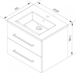 FM B.perfekt Set umivalnik in omarica 622mm, Bela