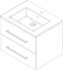FM B.perfekt Set umivalnik in omarica 622mm, Bela