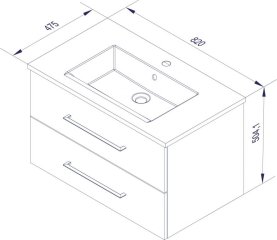 FM B.perfekt Set umivalnik in omarica 820mm, Bela