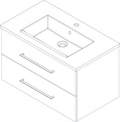 FM B.perfekt Set umivalnik in omarica 820mm, Bela