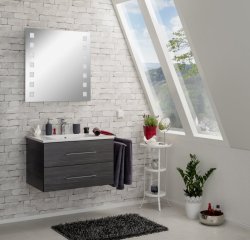 FM B.perfekt Set umivalnik in omarica 820mm, Temni hrast