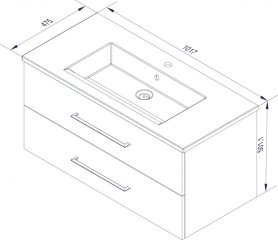 FM B.perfekt Set umivalnik in omarica 1030mm, Hrast