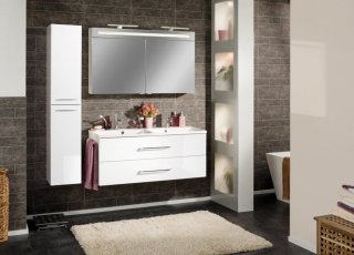 FM B.clever Umivalnik dvojni in Omarica pod umivalnikom 120x51x46cm, Bela