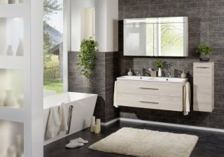 FM B.clever Umivalnik dvojni in Omarica pod umivalnikom 120x51x46cm, Alaska Esche