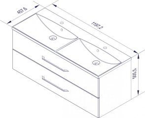 FM B.clever Umivalnik dvojni in Omarica pod umivalnikom 120x51x46cm, Alaska Esche