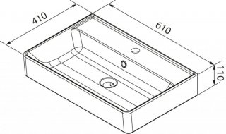 VAIDA umivalnik iz keramike 610 x 110 x 410 mm bela