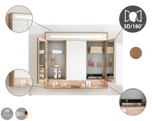 NATURA LED ogledalo z omarico 934 x 840 x 155 mm Ast-Eiche