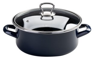 Kozica s steklenim pokrovom, nizka, Ø20cm, 2,5L, emajl