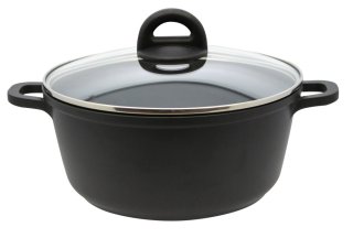 Kozica s steklenim pokrovom  Ø24cm, 3,6L, Black